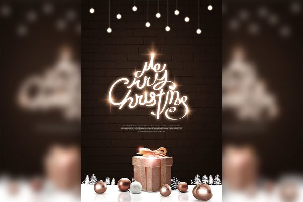 圣诞礼品促销活动/节日问候海报传单设计模板